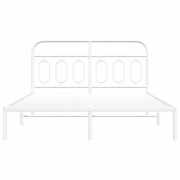 Bettgestell mit Kopfteil Metall Weiß 135x190 cm