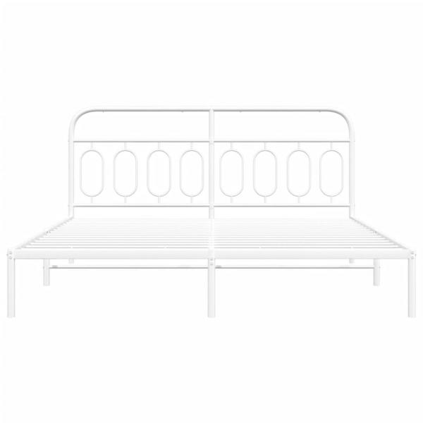 Bettgestell mit Kopfteil Metall Weiß 183x213 cm