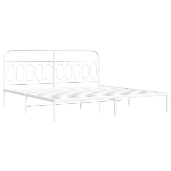 Bettgestell mit Kopfteil Metall Weiß 200x200 cm