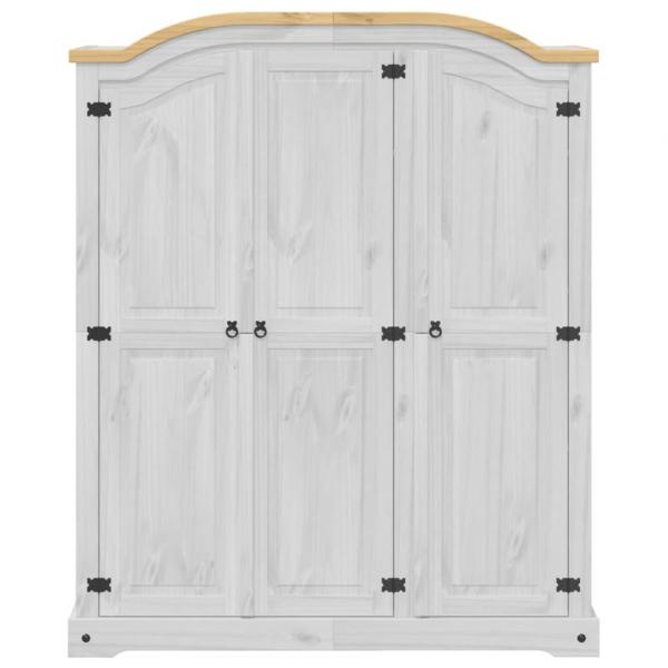 Kleiderschrank Corona Weiß 151,5x52x186 cm Massivholz Kiefer