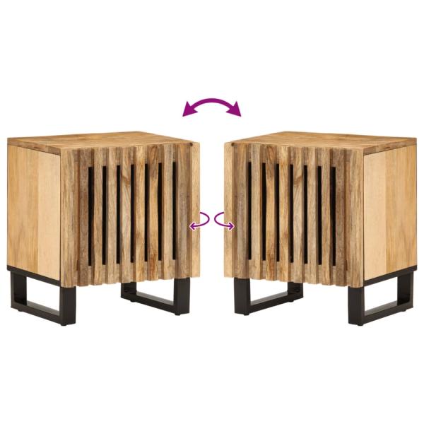Nachttische 2 Stk. 40x34x46 cm Raues Mangoholz