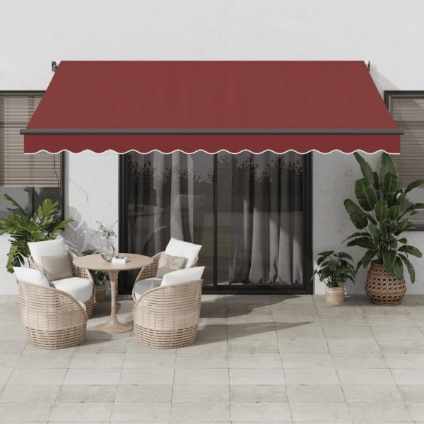 ARDEBO.de - Markise Automatisch mit LED Weinrot 400x350 cm