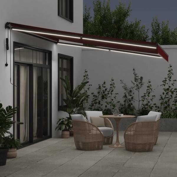 Markise Automatisch mit LED Weinrot 400x350 cm