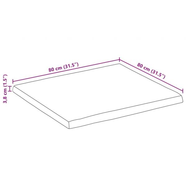 Tischplatte 80x80x3,8 cm Rechteckig Massivholz Akazie Baumkante