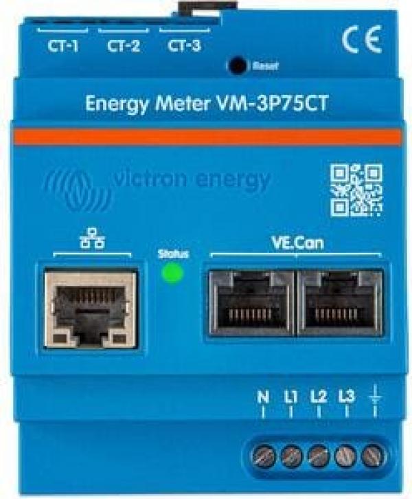 ARDEBO.de Victron VM-3P75CT Energiezähler, 75A, 3 Phasig, REG, blau (REL200300100)