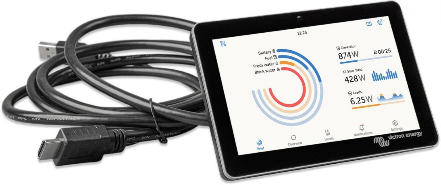 Victron Bedienpaneel 7 Zoll Systemdisplay GX Touch 70 für Cerbo GX, schwarz (BPP900455070)