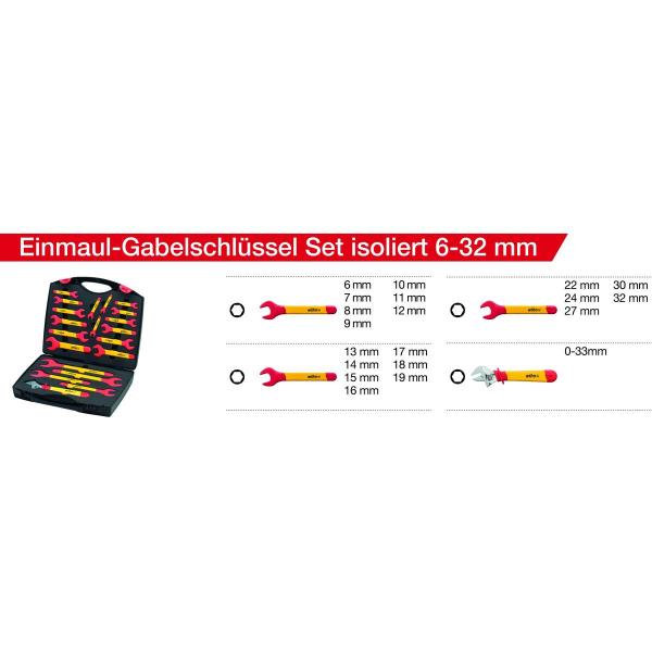 Wiha 5590NT20 Einmaul Gabelschlüssel Set isoliert, 6-32mm (43022)