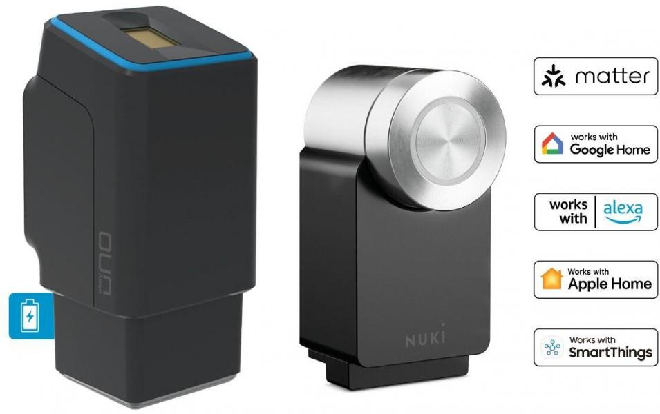 ARDEBO.de eKey uno Set Fingerprint mit Akku und Funk in schwarz inkl. Nuki Smart Lock Pro (4.Gen) in schwarz (200328)