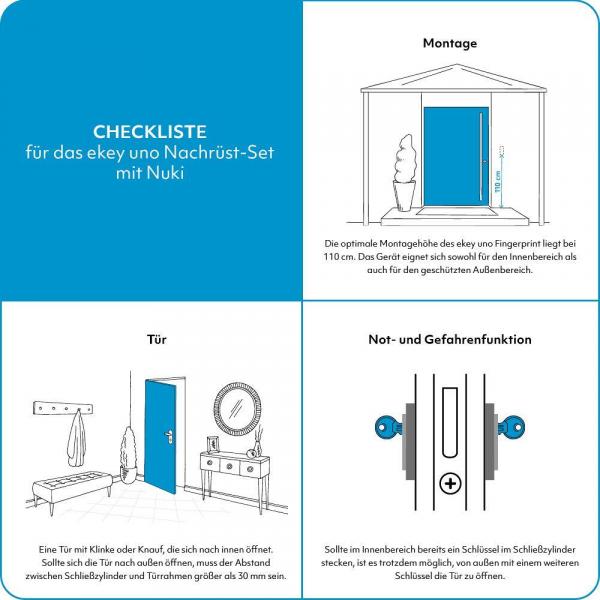 eKey uno Set Fingerprint mit Akku und Funk in schwarz inkl. Nuki Smart Lock Pro (4.Gen) in schwarz (200328)