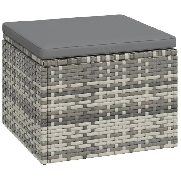 3-tlg. Garten-Lounge-Set mit Kissen Grau Poly Rattan