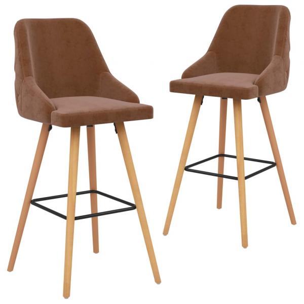 ARDEBO.de - Barhocker 2 Stk. Braun Samt