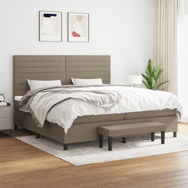 ARDEBO.de - Boxspringbett mit Matratze Taupe 200x200 cm Stoff