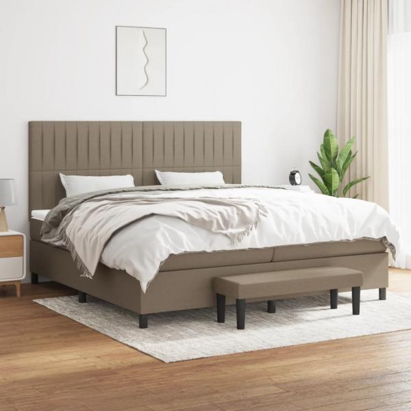 ARDEBO.de - Boxspringbett mit Matratze Taupe 200x200 cm Stoff