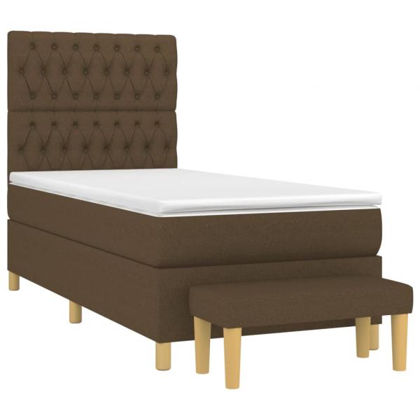 Boxspringbett mit Matratze Dunkelbraun 100x200 cm Stoff