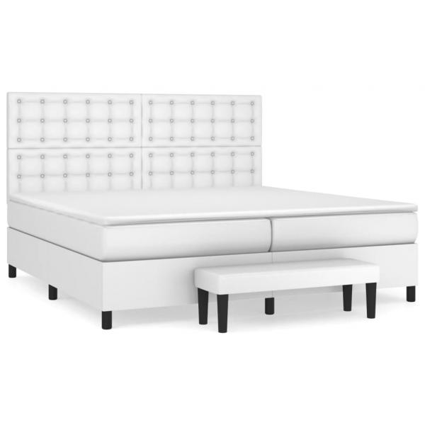 Boxspringbett mit Matratze Weiß 200x200 cm Kunstleder