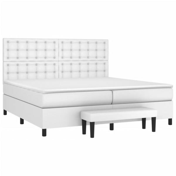 Boxspringbett mit Matratze Weiß 200x200 cm Kunstleder