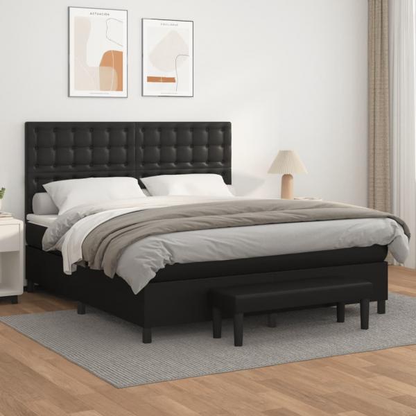 ARDEBO.de - Boxspringbett mit Matratze Schwarz 160x200 cm Kunstleder