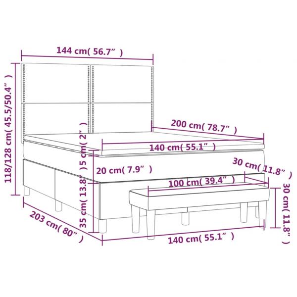 Boxspringbett mit Matratze Weiß 140x200 cm Kunstleder