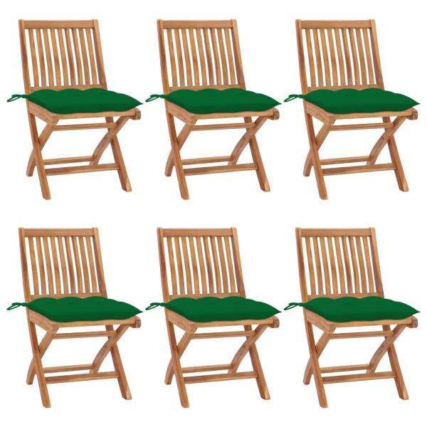 ARDEBO.de - Klappbare Gartenstühle mit Kissen 6 Stk. Massivholz Teak
