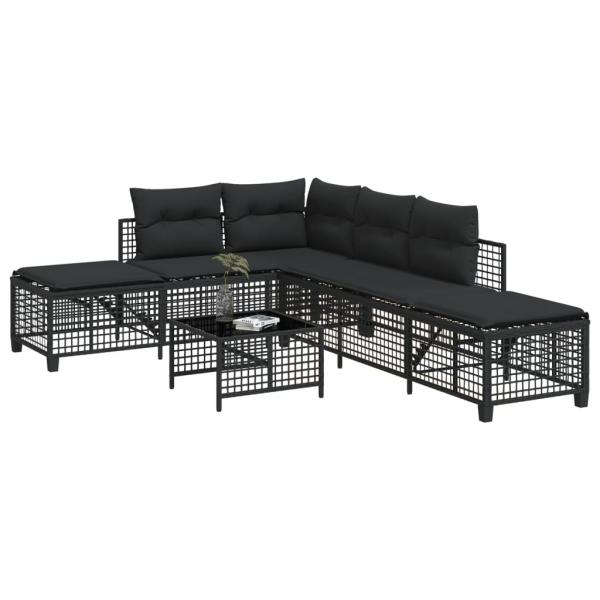 ARDEBO.de - 3-tlg. Garten-Ecksofa-Set mit Kissen Schwarz Poly Rattan