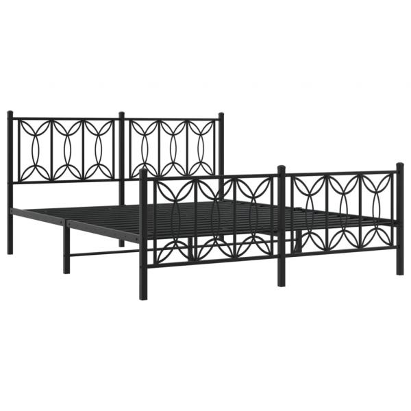Bettgestell mit Kopf- und Fußteil Metall Schwarz 160x200 cm