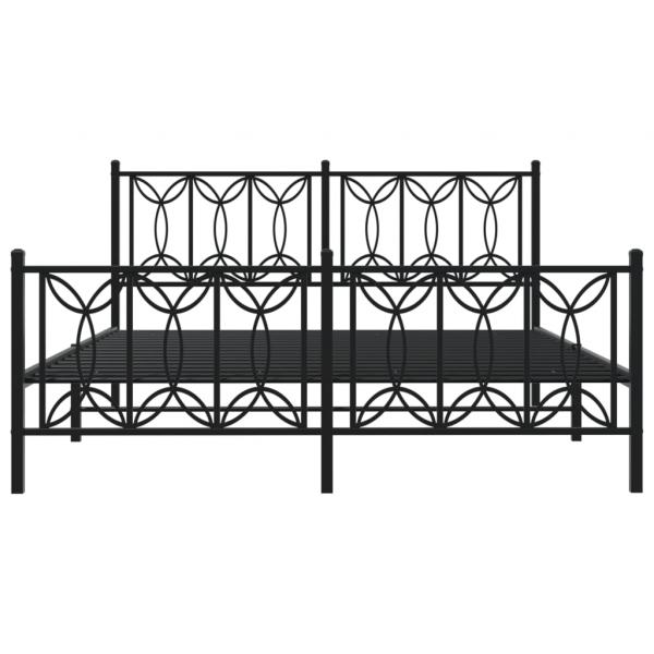 Bettgestell mit Kopf- und Fußteil Metall Schwarz 160x200 cm