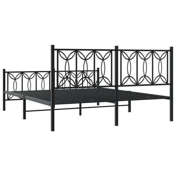 Bettgestell mit Kopf- und Fußteil Metall Schwarz 160x200 cm