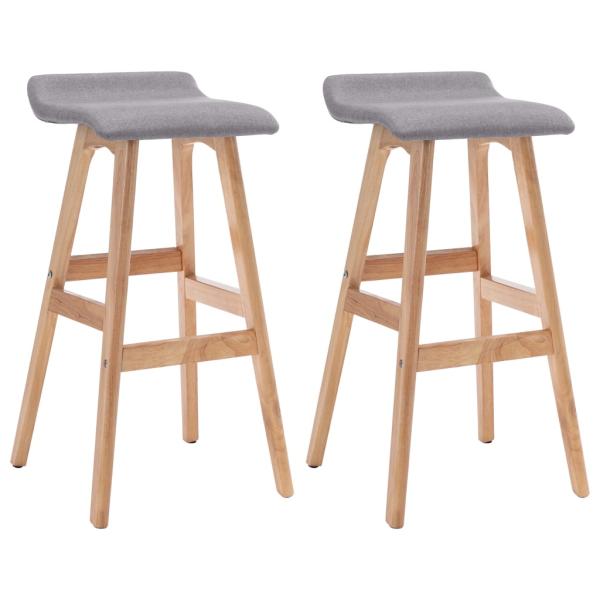 Barhocker 2 Stk. Hellgrau Stoff