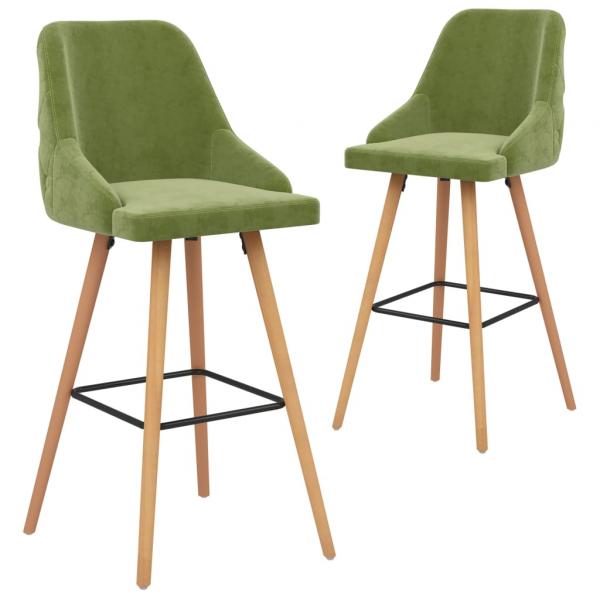 ARDEBO.de - Barhocker 2 Stk. Hellgrün Samt 
