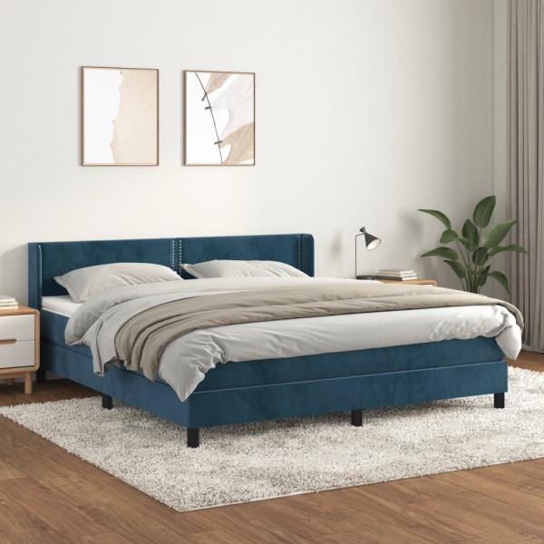 ARDEBO.de - Boxspringbett mit Matratze Dunkelblau 160x200 cm Samt