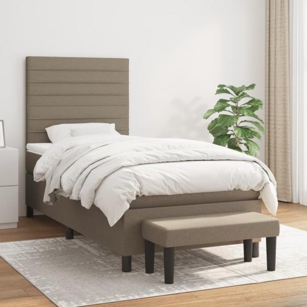 ARDEBO.de - Boxspringbett mit Matratze Taupe 90x190 cm Stoff