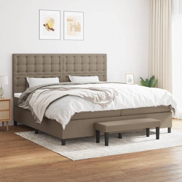 ARDEBO.de - Boxspringbett mit Matratze Taupe 200x200 cm Stoff