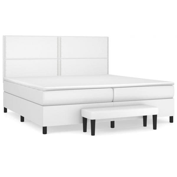 Boxspringbett mit Matratze Weiß 200x200 cm Kunstleder