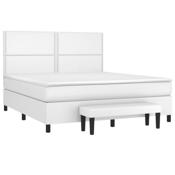 Boxspringbett mit Matratze Weiß 180x200 cm Kunstleder