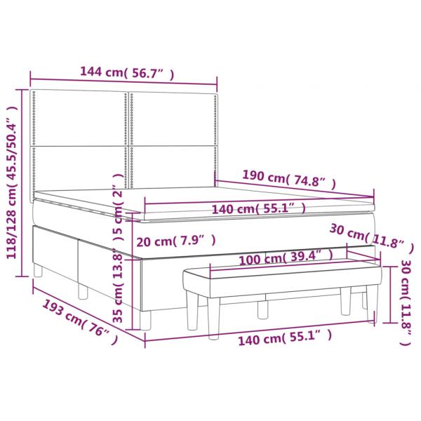 Boxspringbett mit Matratze Dunkelgrün 140x190 cm Samt