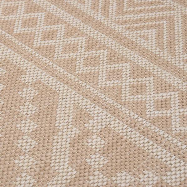 Outdoor-Teppich Flachgewebe 120x170 cm Braun Gestreift