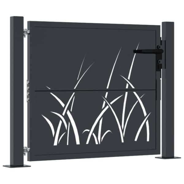 Gartentor Anthrazit 100x75 cm Stahl Gras-Design