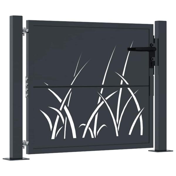 Gartentor Anthrazit 100x75 cm Stahl Gras-Design