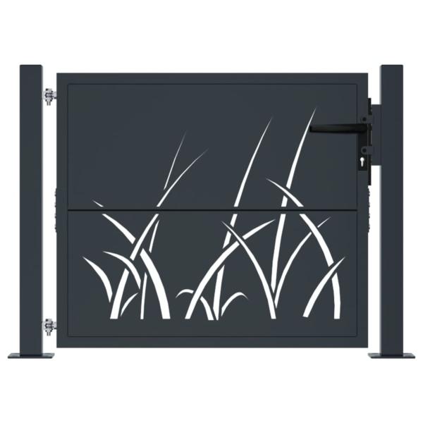 Gartentor Anthrazit 100x75 cm Stahl Gras-Design