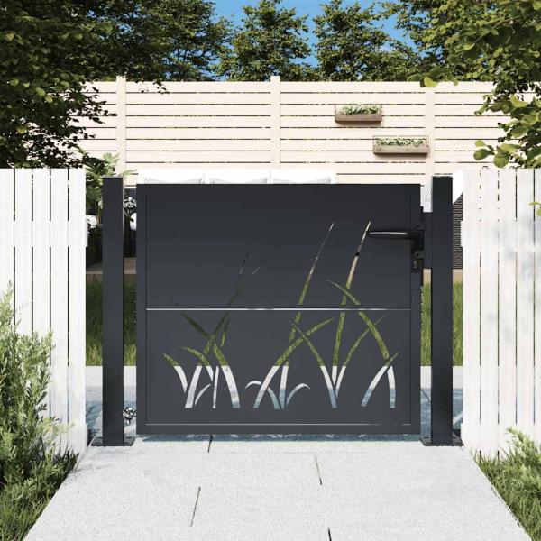 Gartentor Anthrazit 100x75 cm Stahl Gras-Design