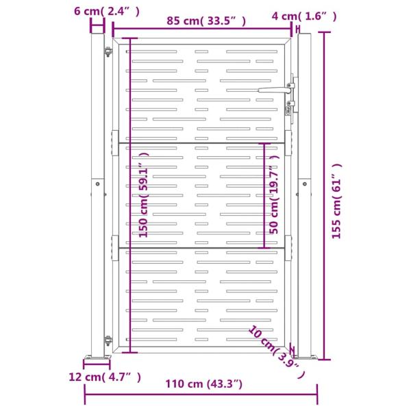 Gartentor Anthrazit 105x155 cm Stahl Quadratisches Design