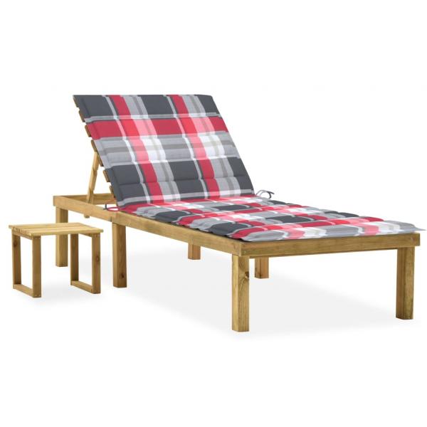 ARDEBO.de - Garten-Sonnenliege mit Tisch und Auflage Kiefer Imprägniert