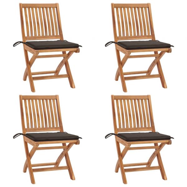 ARDEBO.de - Klappbare Gartenstühle mit Kissen 4 Stk. Massivholz Teak
