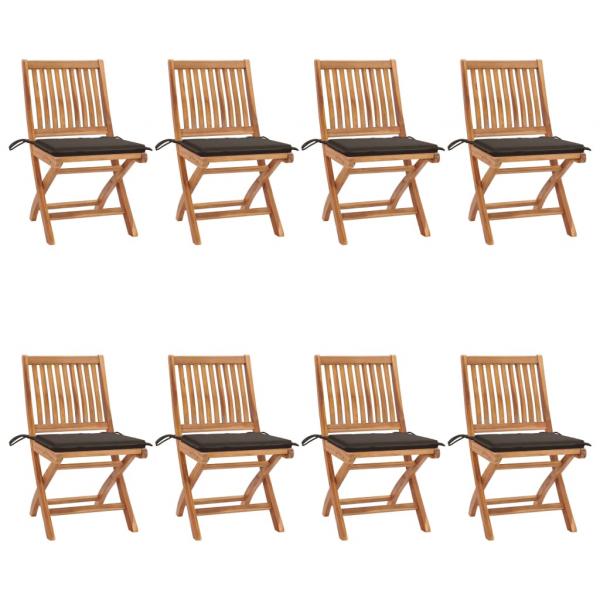 ARDEBO.de - Klappbare Gartenstühle mit Kissen 8 Stk. Massivholz Teak
