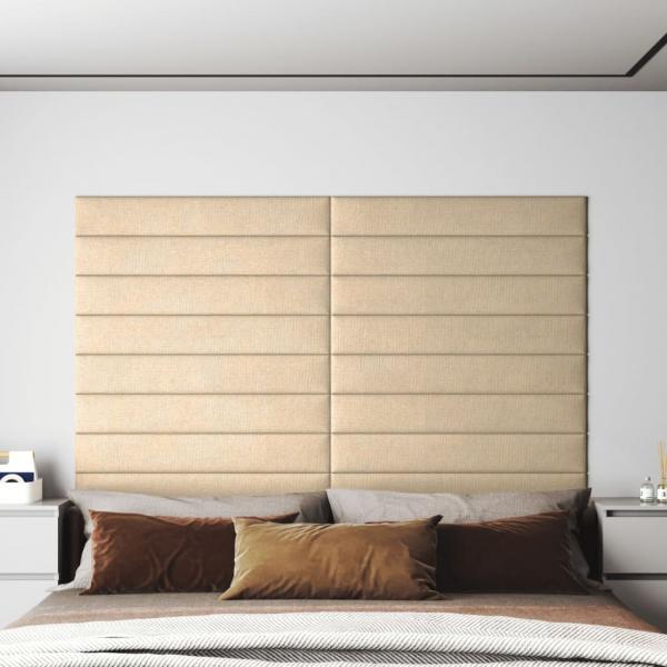 ARDEBO.de - Wandpaneele 12 Stk. Creme 90x15 cm Stoff 1,62 m²