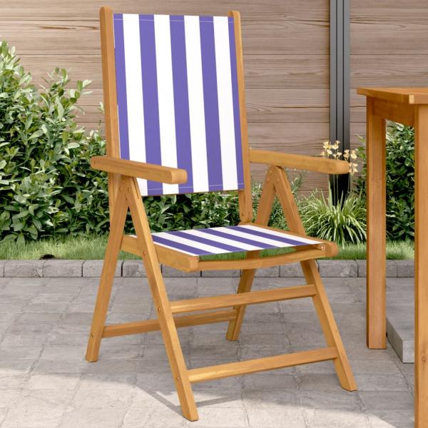 ARDEBO.de - Gartenstühle 2 Stk. Blau und Weiß Massivholz Akazie & Stoff