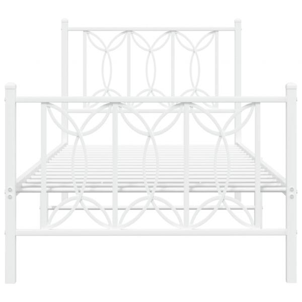 Bettgestell mit Kopf- und Fußteil Metall Weiß 90x200 cm