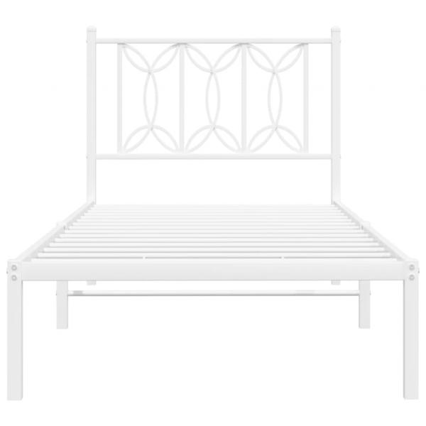 Bettgestell mit Kopfteil Metall Weiß 90x190 cm