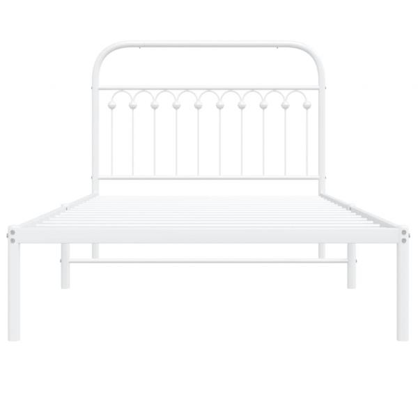 Bettgestell mit Kopfteil Metall Weiß 107x203 cm
