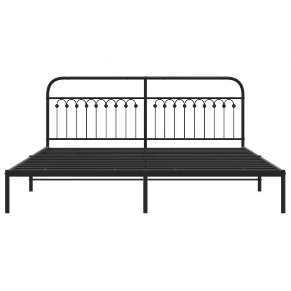 Bettgestell mit Kopfteil Metall Schwarz 200x200 cm
